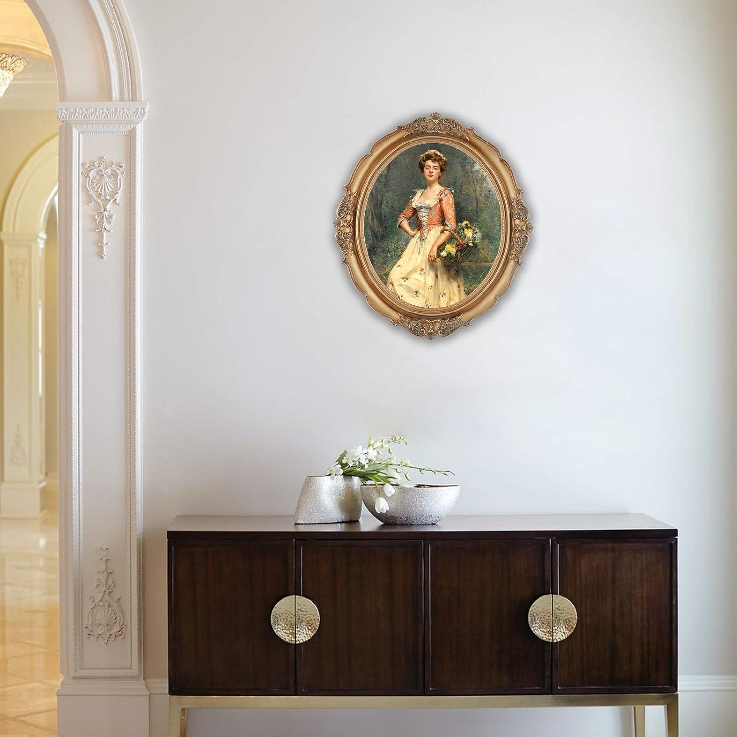 SIMON'S SHOP Oval Frame 11x14, Gold Picture Frames 11 x 14 for Gallery Wall Display, Vintage Poster Frames, Rococo Style Wall Décor