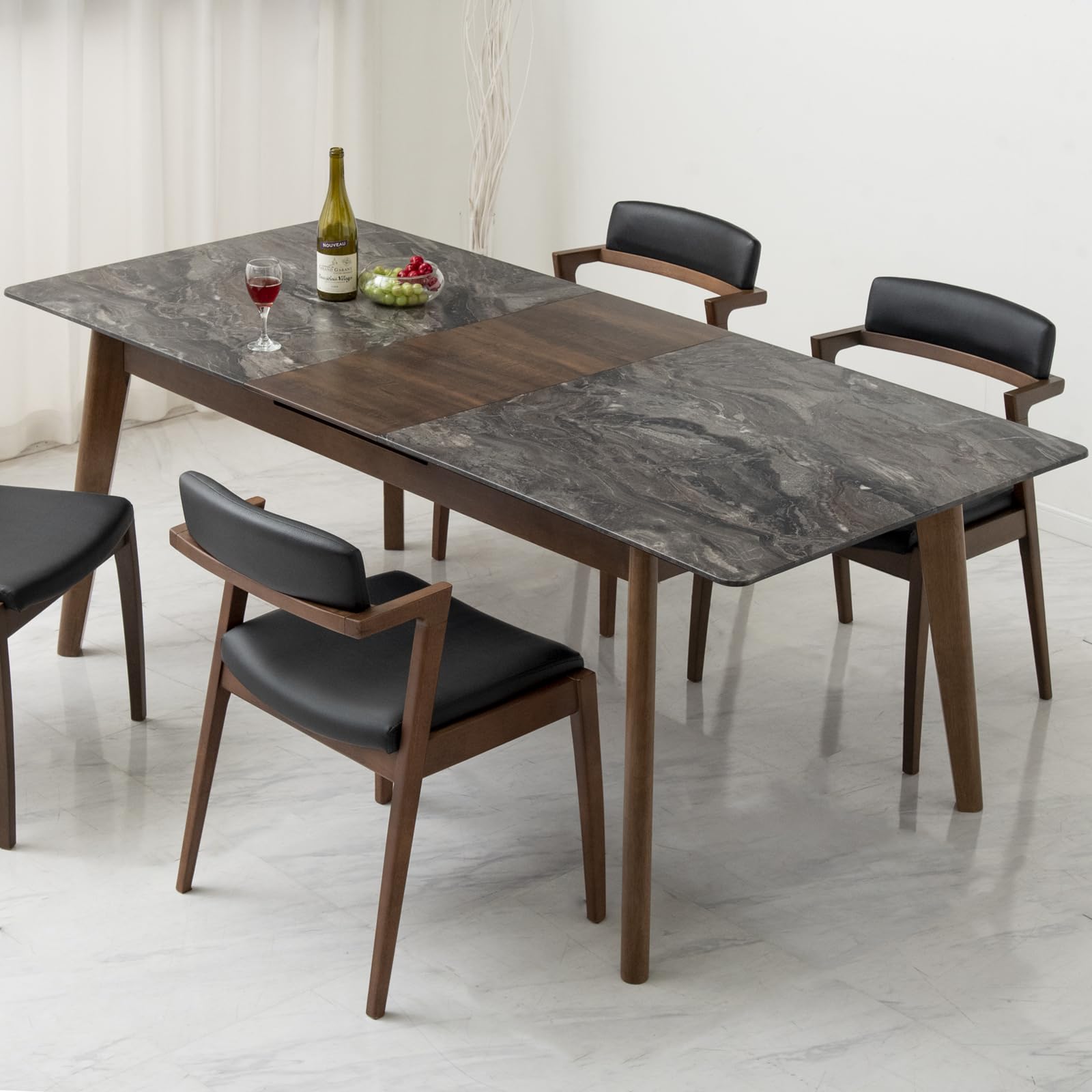 ダイニングテーブル イスセット 4人用 大理石風 160×89×76cm