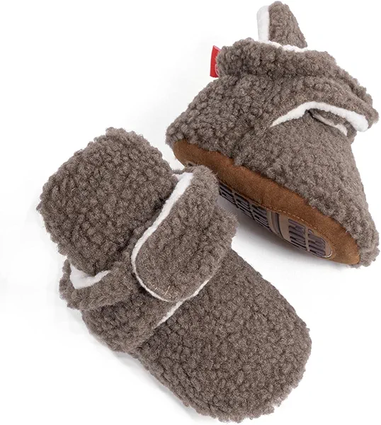 Bellocasa Infant Baby Boys Girls Cozy Fleece Booties Stay on Slippers Non Slip Soft Gripper Sock Shoes Toddler First Walker Newborn Crib Birthday Shower Gift
