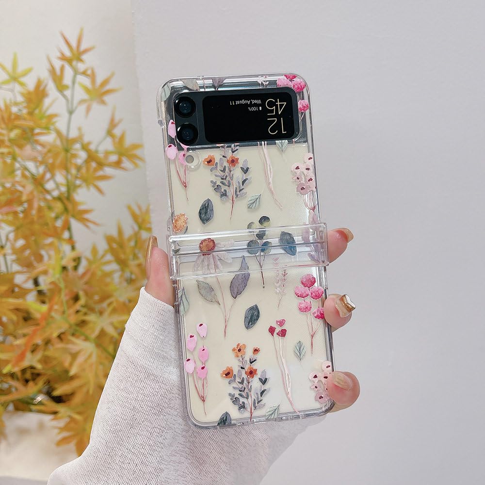 Coque tout compris Samsung Z Flip 5 fleurs faite main avec charnière transparente - 7