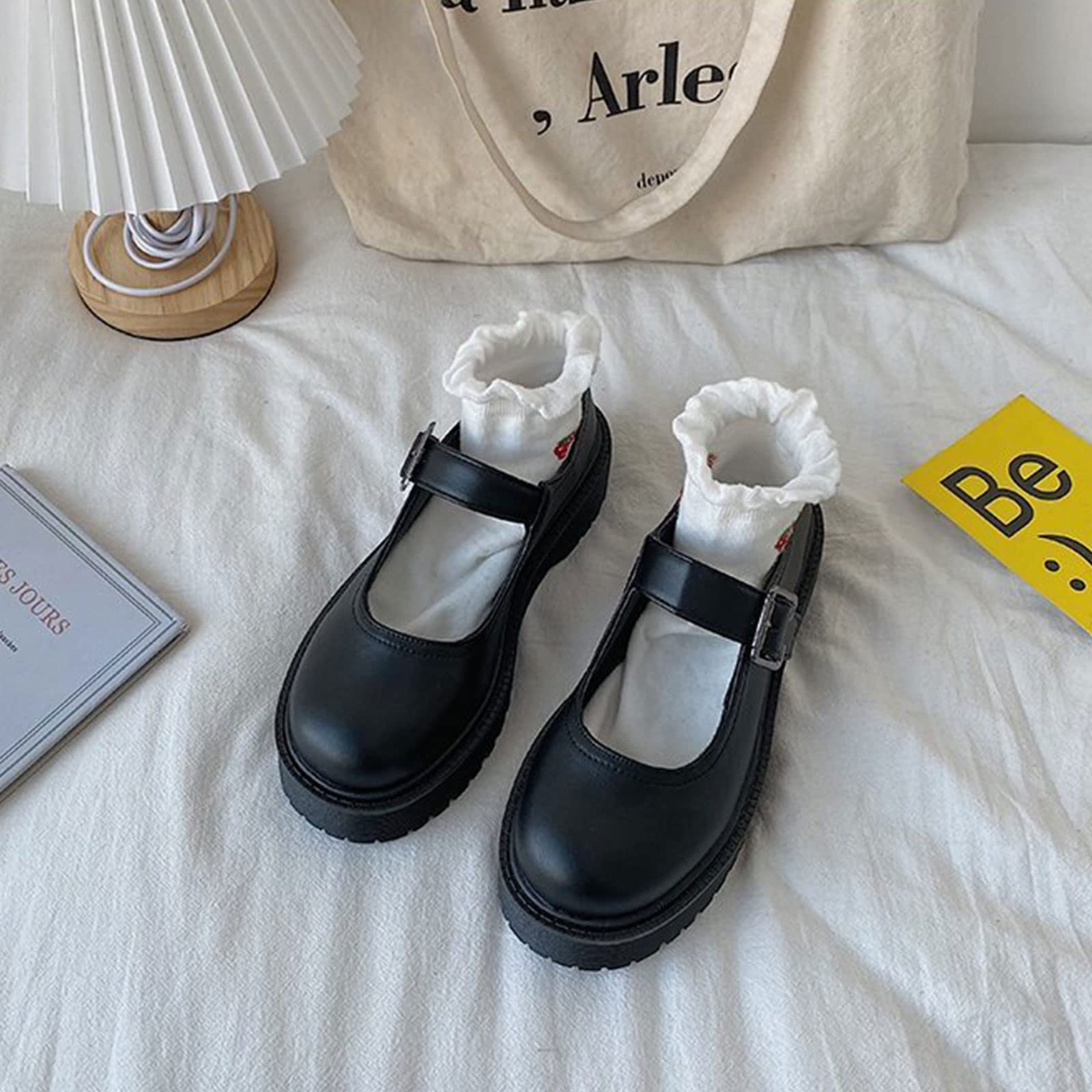 Scarpe Mary Jane per Ragazze Scarpe Eleganti Scarpe da Ballo con Tacco Basso Scarpe da Sposa per Feste per Bambini Piccoli/Grandi (Color : Matte Black, Size : 36 EU)