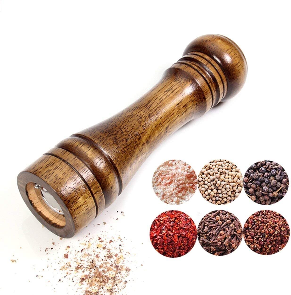 XMING Grinder Pepe Pepe macinato manualmente Pepe, Sesamo, Sale Marino, Pepe, Fresco macinato macinino Pepe Nero, Legno (3 pz)