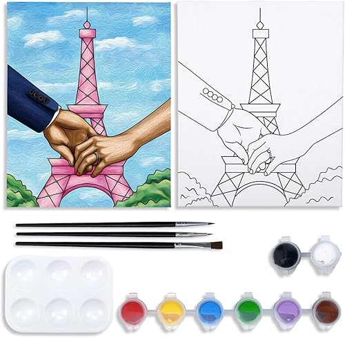 Kit de pintura en lienzo predibujado para pintura para adultos kits de fiesta pintura y sorbos suministros de fiesta de 8 x 10 pulgadas lienzo para