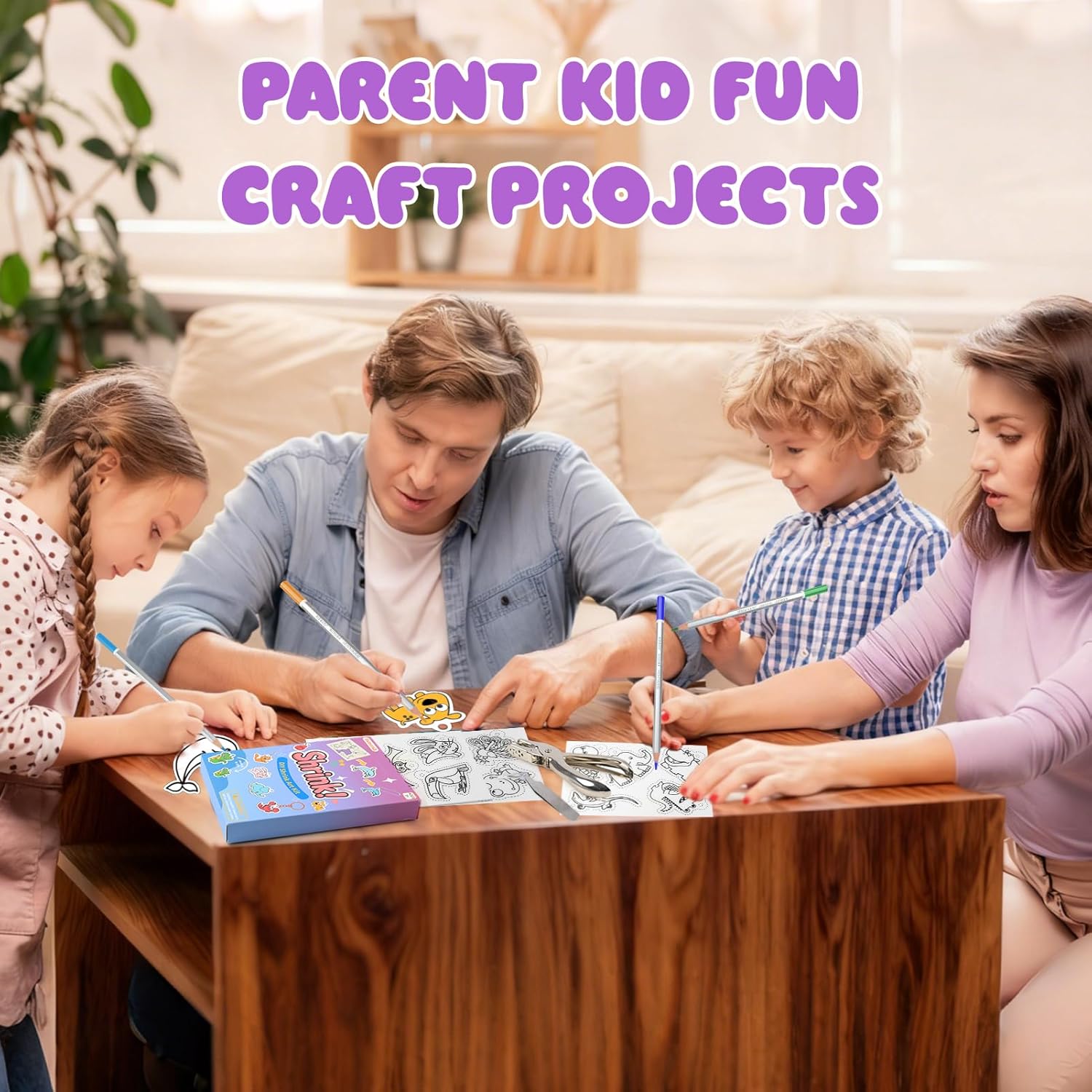 205PCS Shrink Dink Sheets Keychain Kit, Shrink Plastic Sheets with 10 Pre-Printed Shrinking Paper, 12 Colored Pencils, Scissors, Hole Punch & 181PCS Accessories for Kids Crafts, Back-to-School Gift