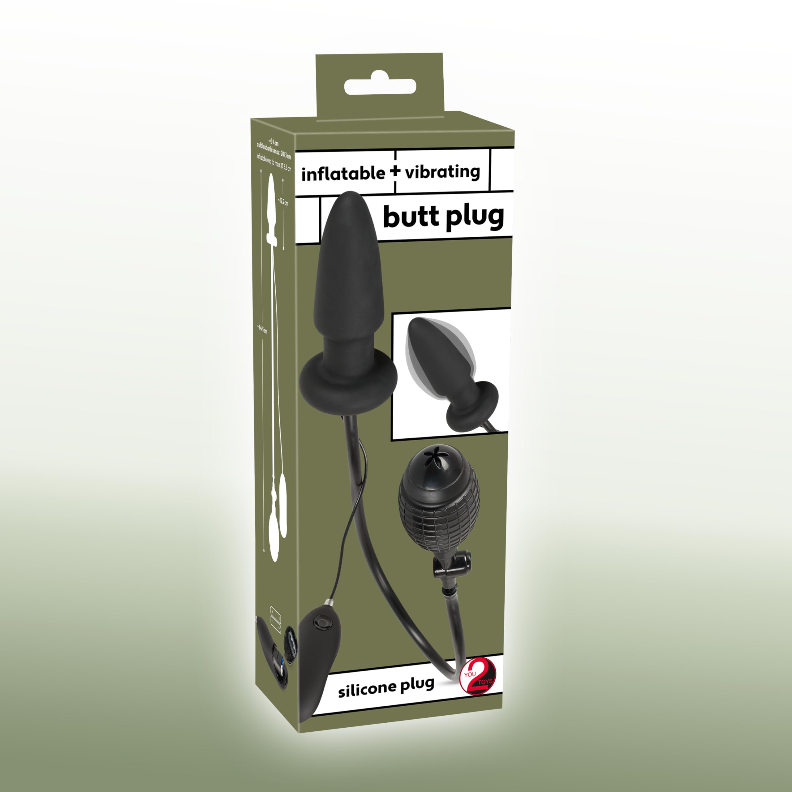 You2Toys Tapón anal vibrador inflable Negro 12,2 cm