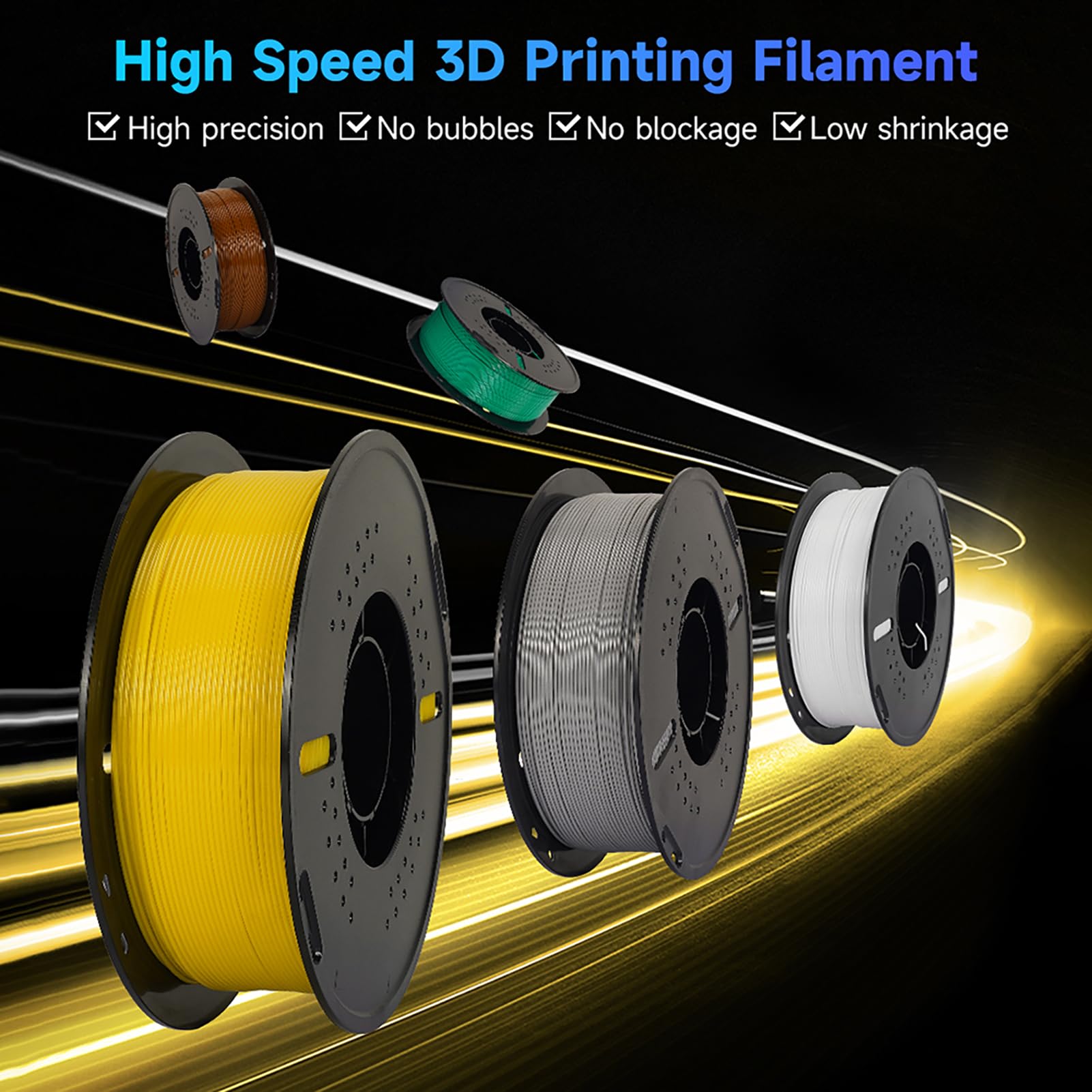 Filamento per stampante 3D PETG ad alta velocità Filamento per stampa iper da 1,75 mm Bobina da 1 kg (2,2 libbre) Precisione del materiale di stampa 3D ± 0,02 mm per la maggior (Nera)