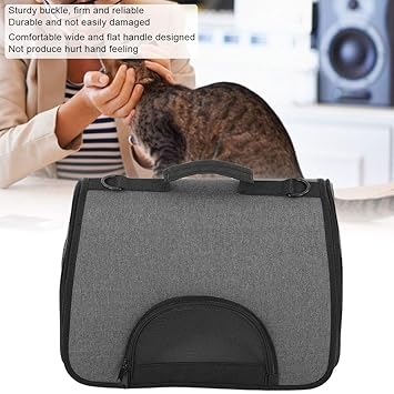 Outdoor Pet Bag, Breathable Folding Pet Carrier Pet Bag, Portable Outdoor Pet Bag Single Shoulder Hand Carry for Outdoor Using Cats Small Dogs(Gray+Black)