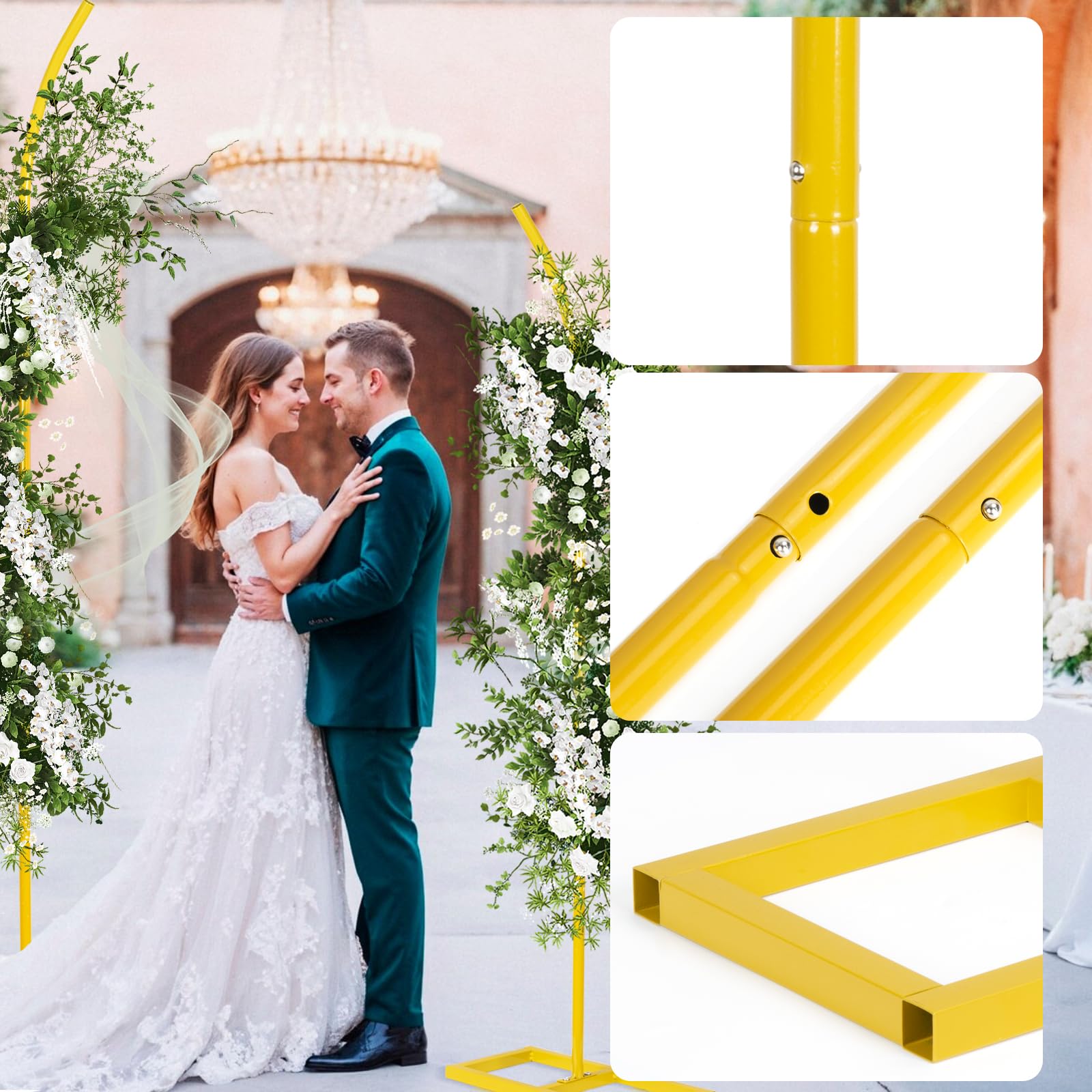 Gold Traubogen, Hochzeitsbogen Gestell, Metall Hochzeitsbogen Hintergrund Ständer, 2.04m & 2.4m Wedding Arch für Hochzeit Zeremonie, Geburtstag, Babyparty Dekoration