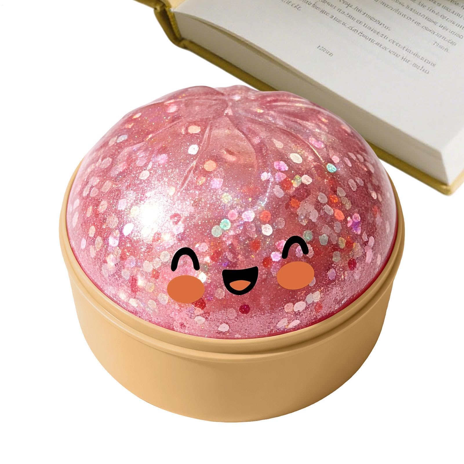 Giant Glitter Dumpling Soft, 8,5x6 Cm Bolitas Dumplings Arcoiris Juguetes Sensoriales, Dumpling con Purpurina, Large Rainbow Dumplings Fidget Toy with Steamer Box para Trabajo — view 9