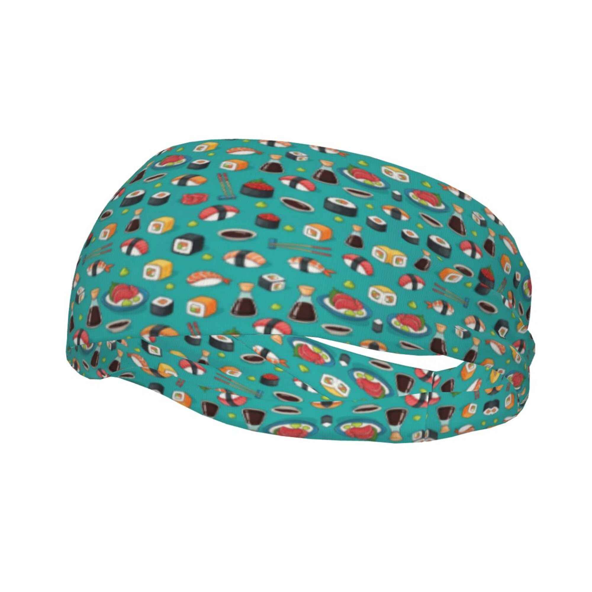 Men Women Beauty Skinny Sports Sweat Band Hand Decor for Running Travel Spa Long Boho Style Seafood Sushi