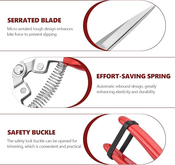 Pruning Shear, Straight Pruning Scissors, Stainless Steel Garden Secateurs, Small Multi-Purpose Garden Snips for Plants Flowers Fruits Vegetables(7.87inch)