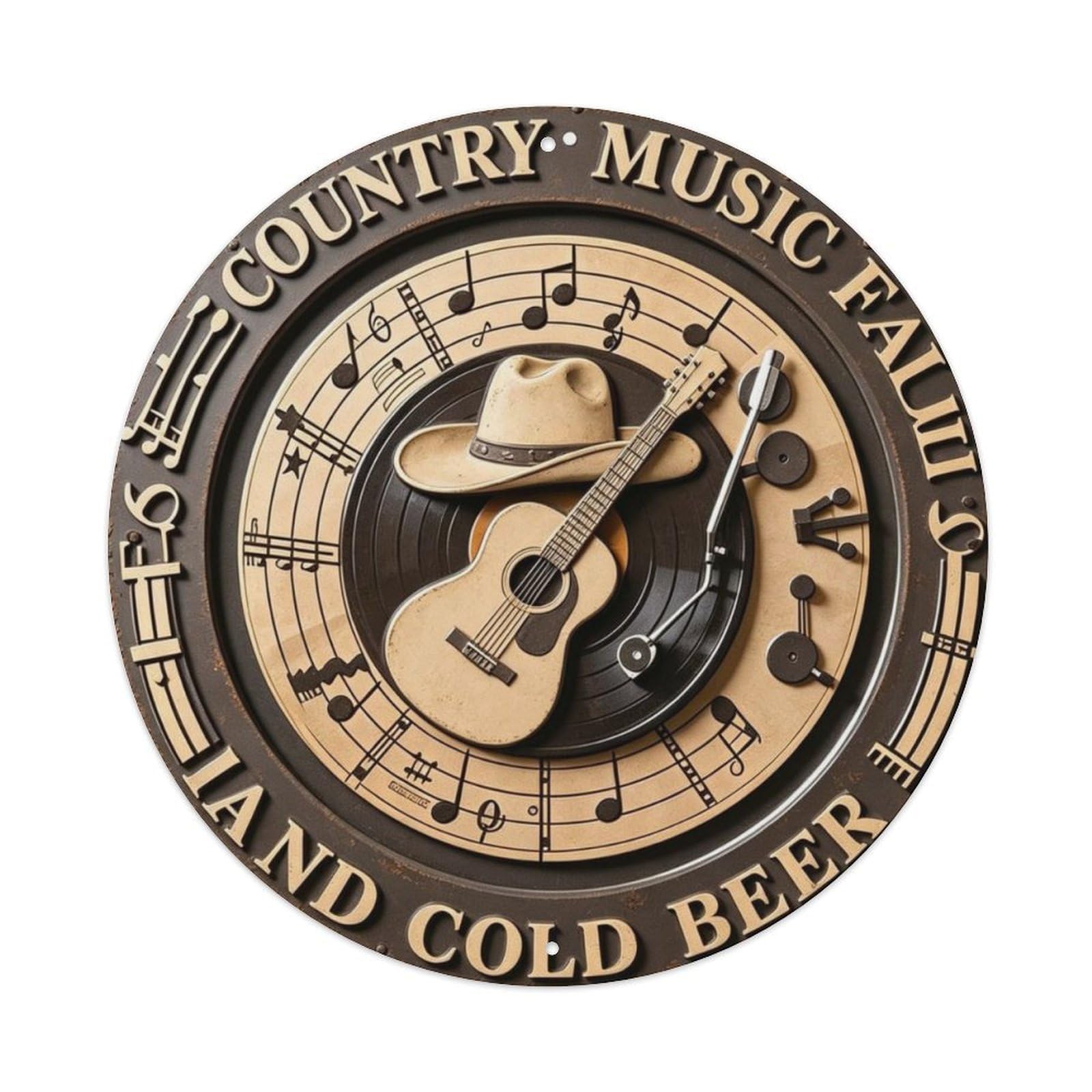 Country Music And Cold Beer Metal Tin Sign Plaque