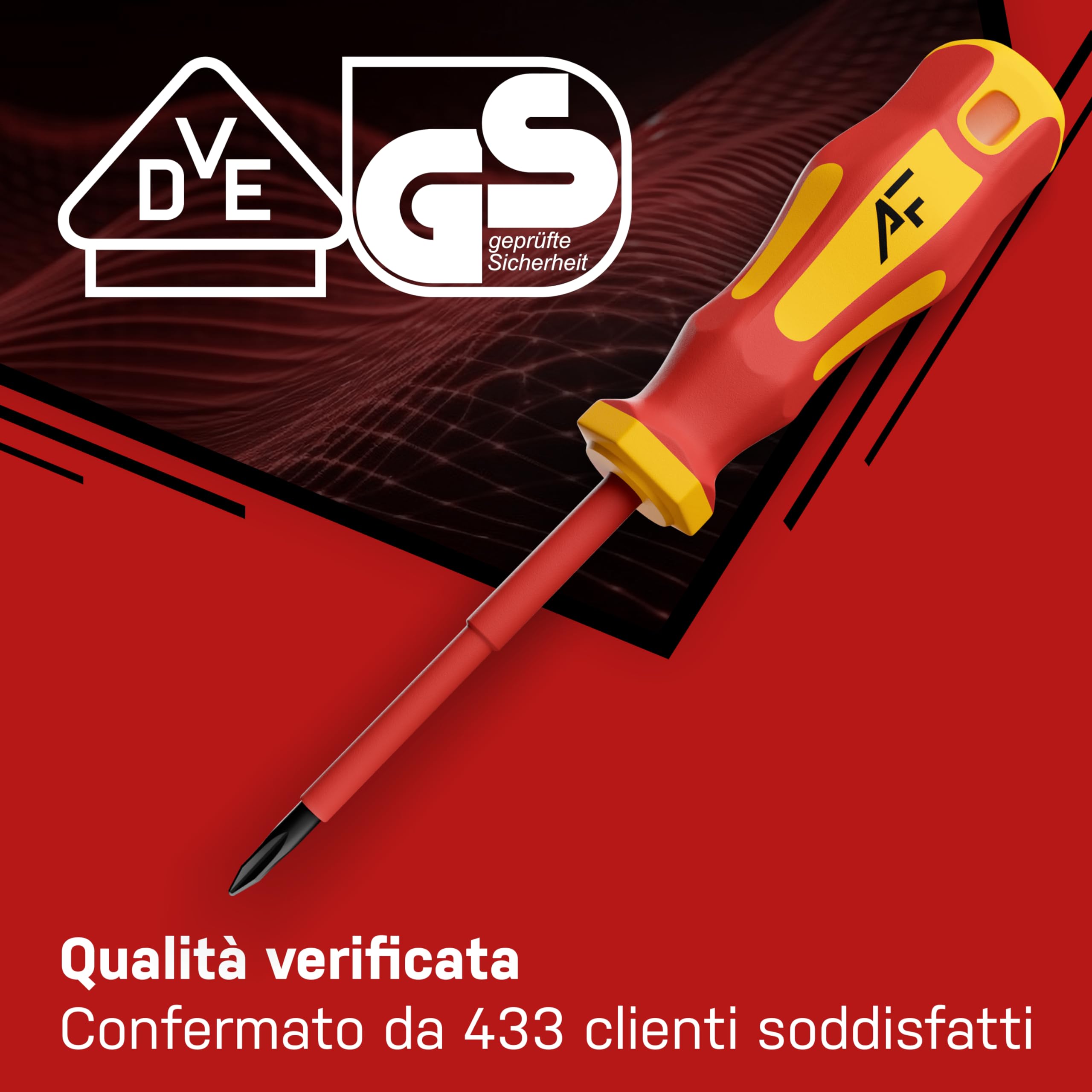 Set Cacciaviti Elettricista VDE Isolati 1000V – 6 Pezzi Magnetici – 3 Piatto + 3 Croce – Acciaio S2 Professionale – Cacciaviti Isolati per Lavori Elettrici di Precisione