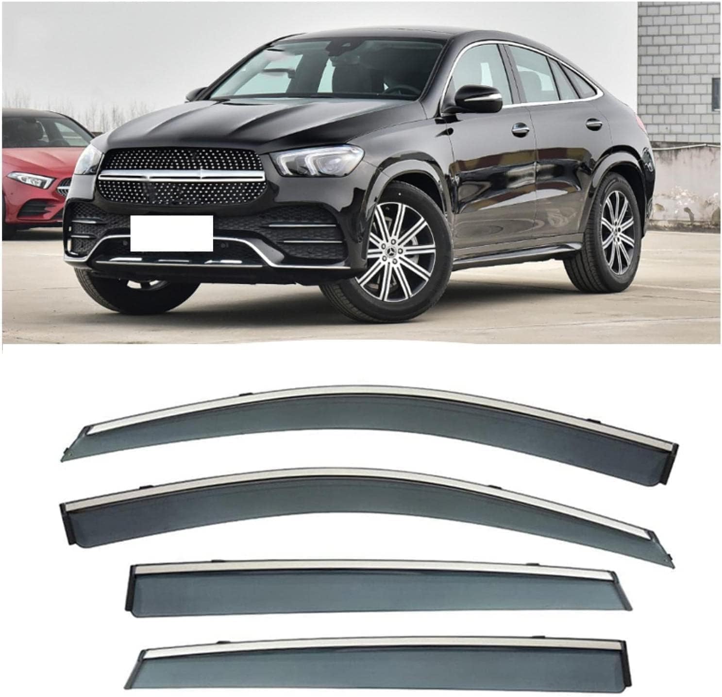 4 Piezas Deflectores de Viento Coche para Benz GLE Coupe 2020-2021, Ventanas Laterales Deflectores Aire Ventana Derivabrisas Lluvia Visera Protector Accesorios