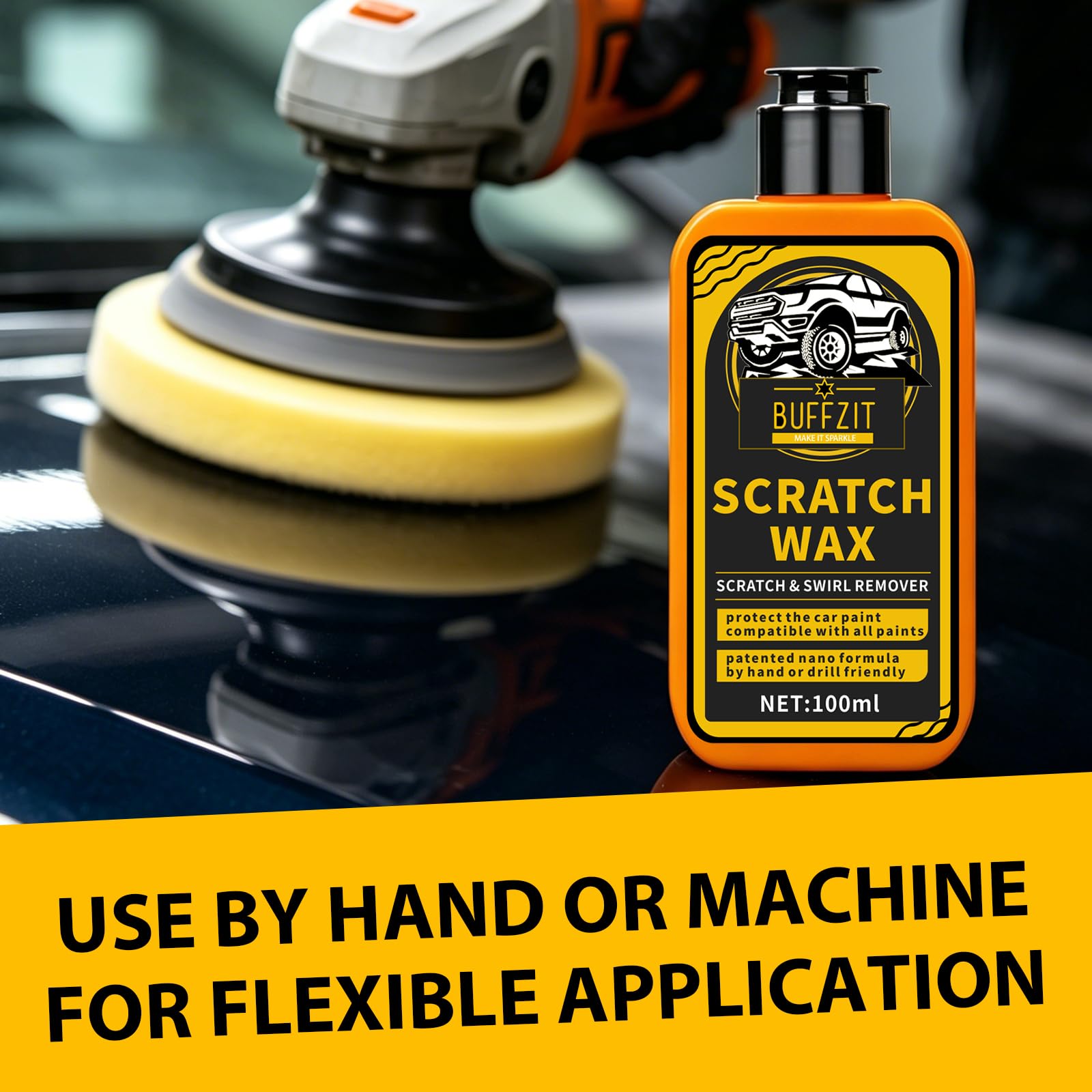 BUFFZIT Car Scratch Remover for Vehicles, Scratch Repair Wax, Rubbing & Polishing Compound, Easily Removes Surface Scratches, Effectively Reduces Swirl Marks for Cars and Other Vehicles, 3.4oz/100ml — view 2