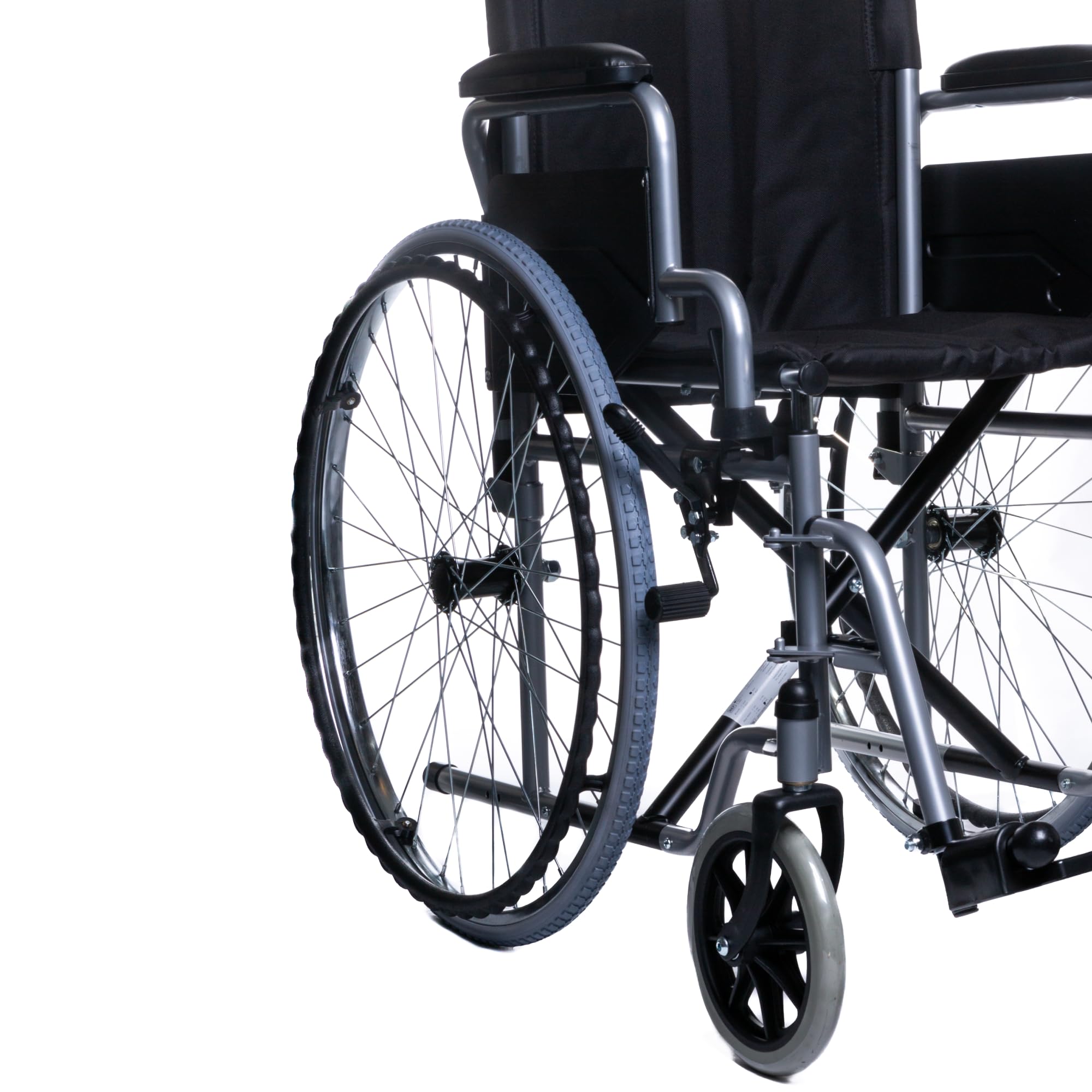 SPES Sedia a Rotelle Pieghevole in Acciaio per Anziani, Grigio, 43 cm | muoviti in autonomia in casa e fuori, robusta in acciaio, braccioli e poggiapiedi estraibili, pieghevole, 4 misure