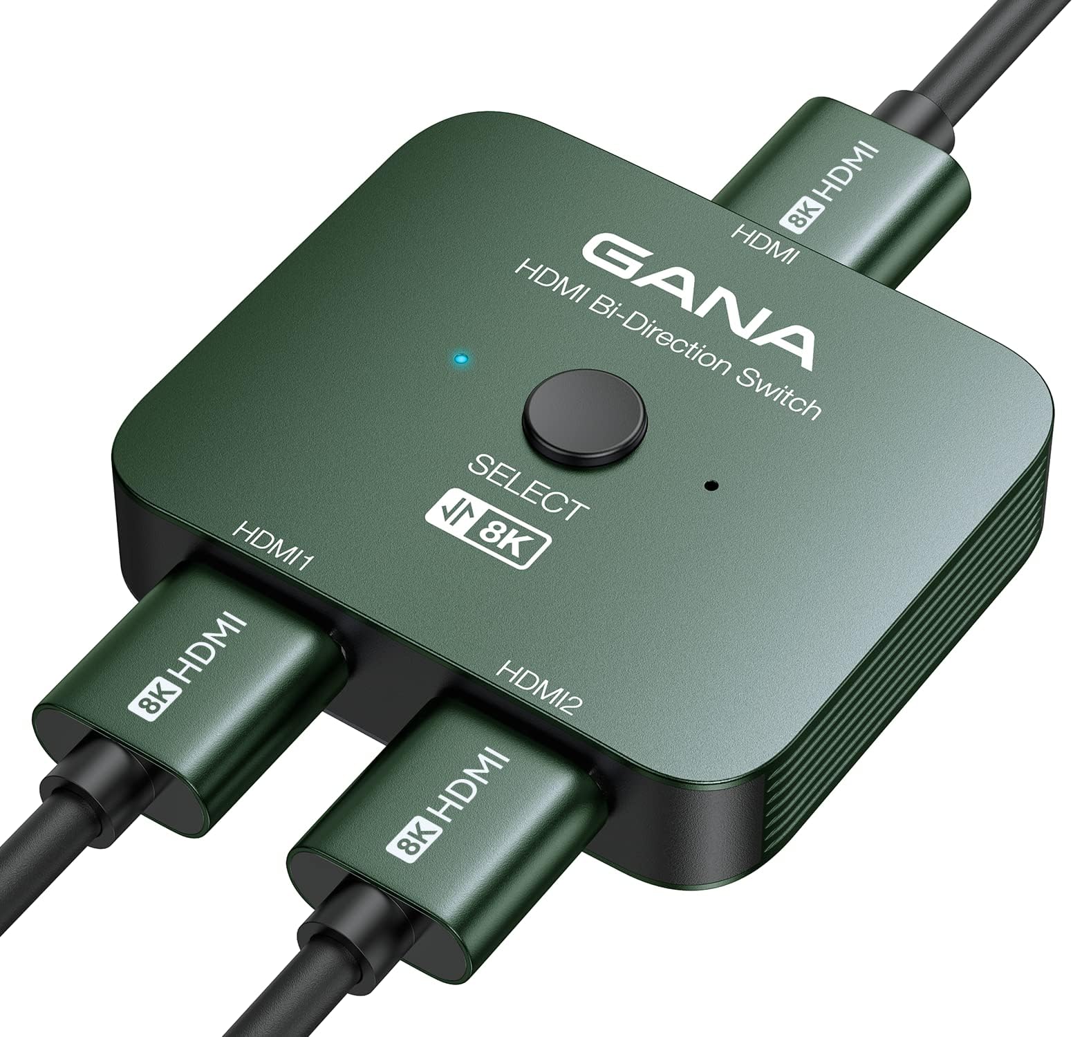 GANA HDMI 2.1 Switch, 8K HDMI Switcher Splitter Bi-Directional 2 in 1 Out, 4K@120Hz,8K@60Hz, 48Gbps Aluminum Ultra HD HDMI Hub Compatible with PS5/4,Xbox,Roku,Apple TV,Fire Stick