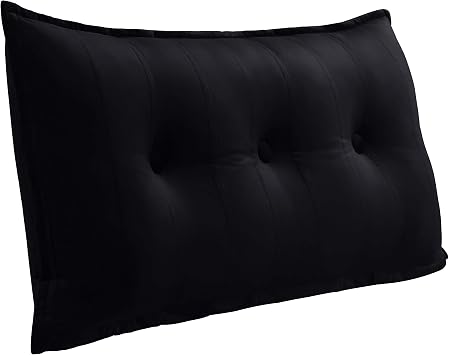 WOWMAX Headboard Pillow Twin XL Dorm Bolster Reading Pillow for Bed, Black