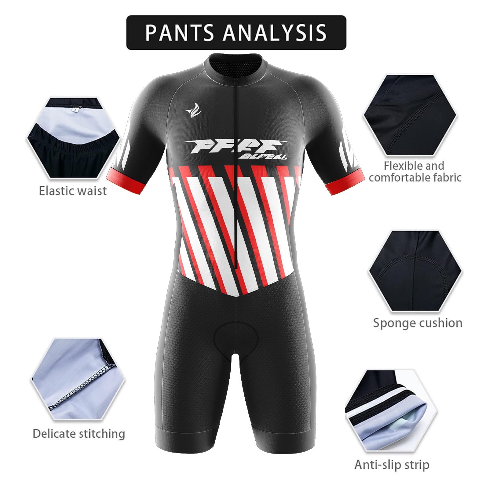 2025 Herren Fahrrad-Skinsuit Triathlon Anzug Herren Herren Radsportanzug gepolstert einteilig Trisuit Bike Top Short Trisuit Einteiler (Q2,L)