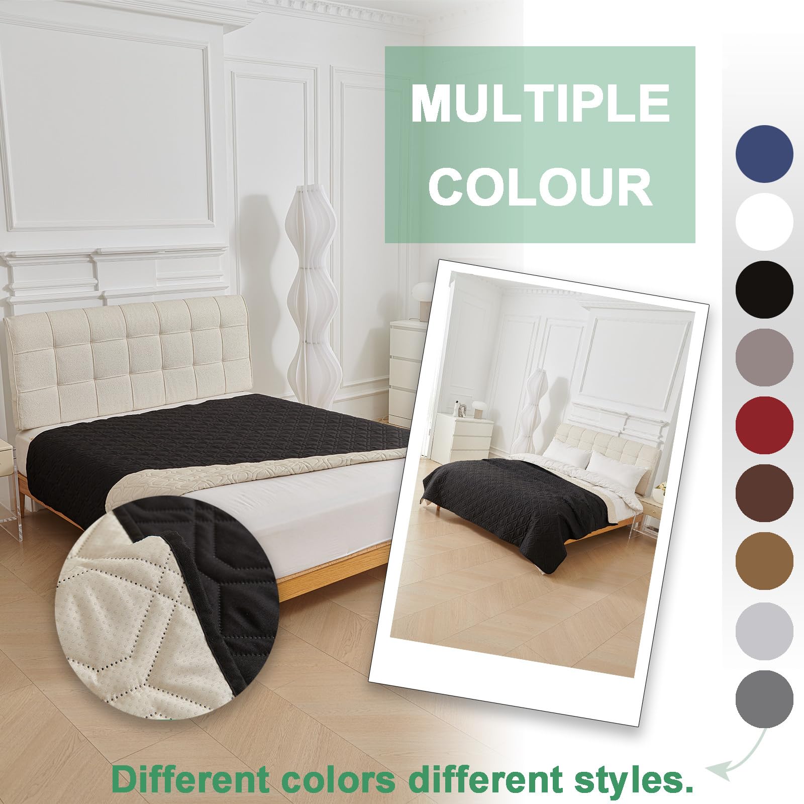Manta para Perros Impermeable y Manta para Gatos Manta Suave Alfombrilla para Sofá Cama Protección De Mascotas Protector De Sofá Mantas Grandes (Negro,170x210cm)