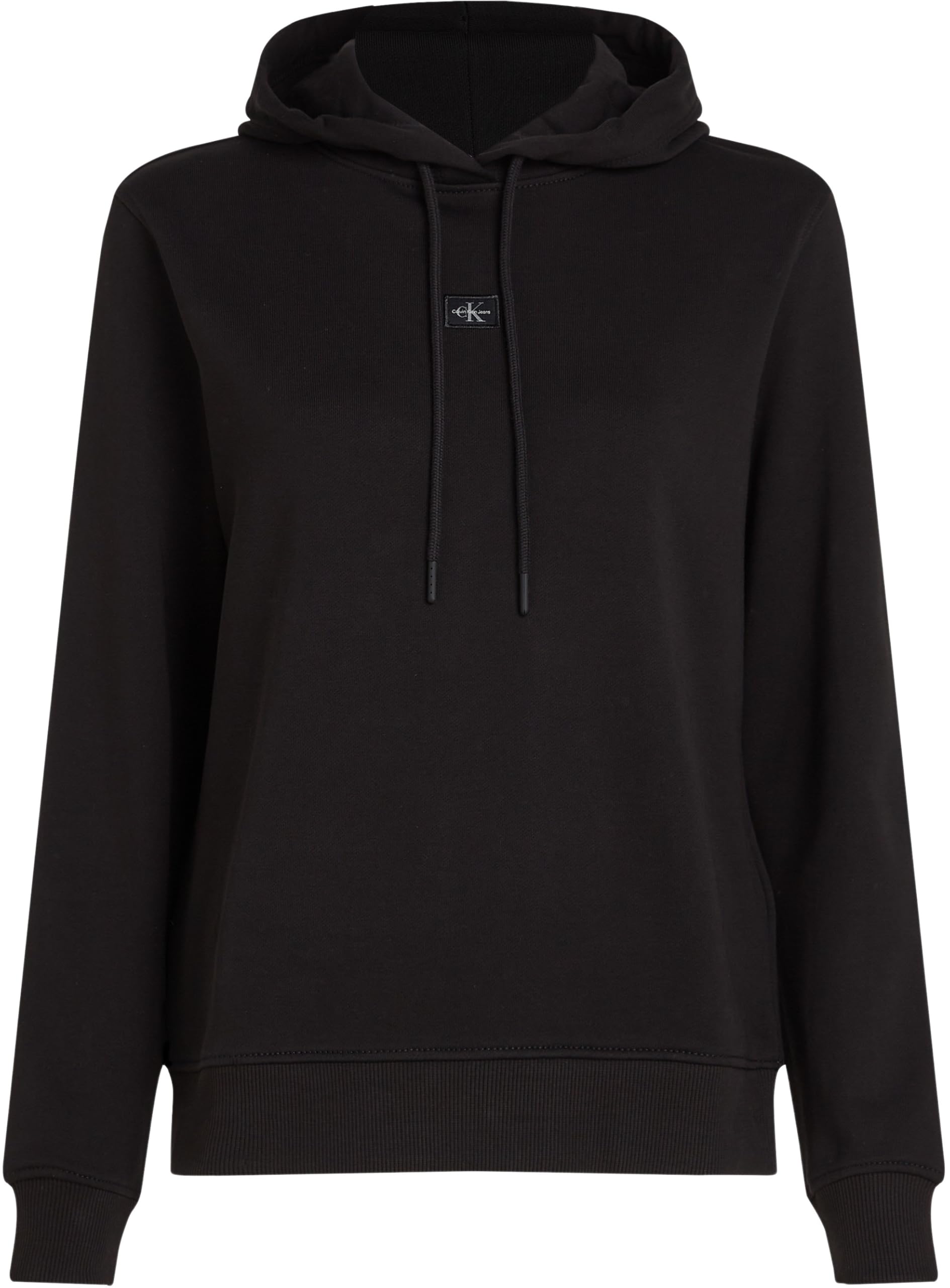 Calvin Klein Jeans Damska WEVEN LABEL REGULAR HOODIE J20J225085 Pulower Bluza z kapturem, Czarna (Ck Black), 3XL, Czarny (Ck Black), 3XL duże rozmiary