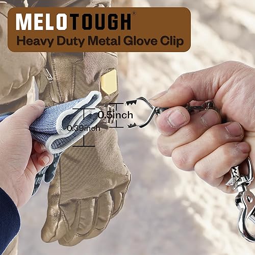 Miniatura 4 de MELOTOUGH Pinza de guante de metal para guantes de trabajo, clips de guantes de acero resistente para tácticas, esquí, campamento, actividades al