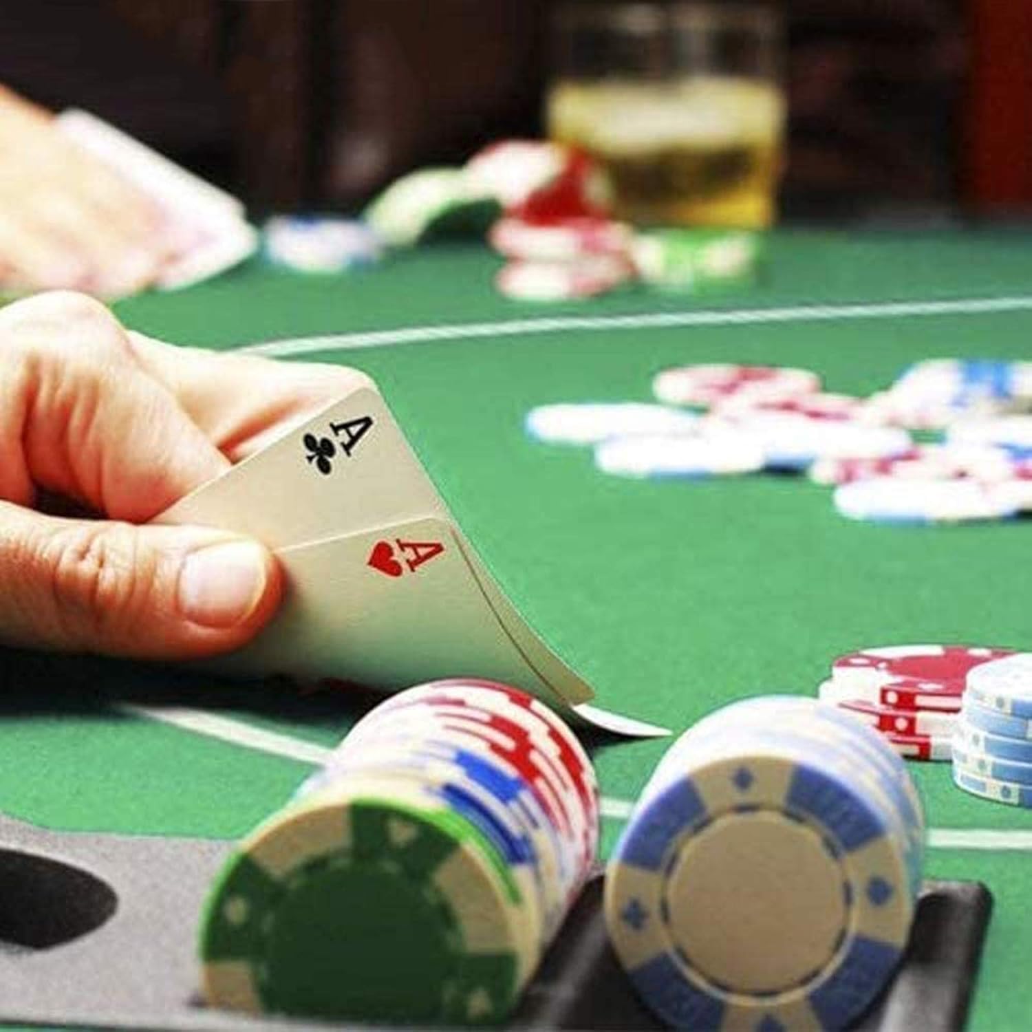 Mata do pokera, przenośny blat Zamszowa guma Black Jack 21 punktów Baccarat Casino Poker Obrus ​​Zielona mata na stół Tkanina planszowa ze wzorem (24 * 47 cali)