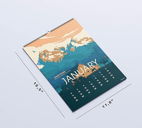 Miniatura 3 de Herzii Prints Calendario de Parques Nacionales 2026-16,5x11,8 pulgadas, encuadernado en espiral con percha, calendario de pared