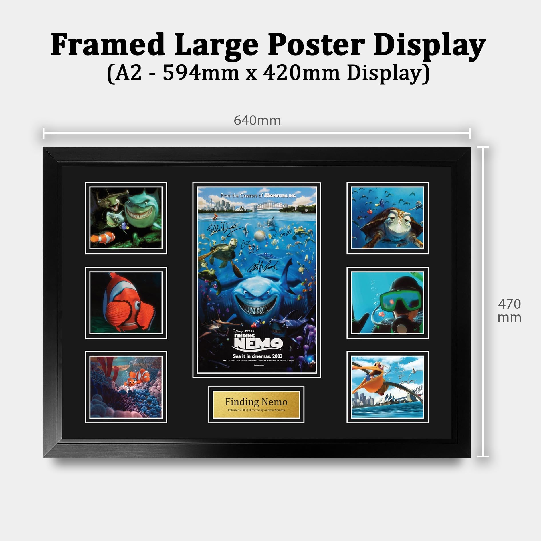 HWC Trading Finding Nemo Podpisany Plakat Filmowy A2 Deluxe w Ramie