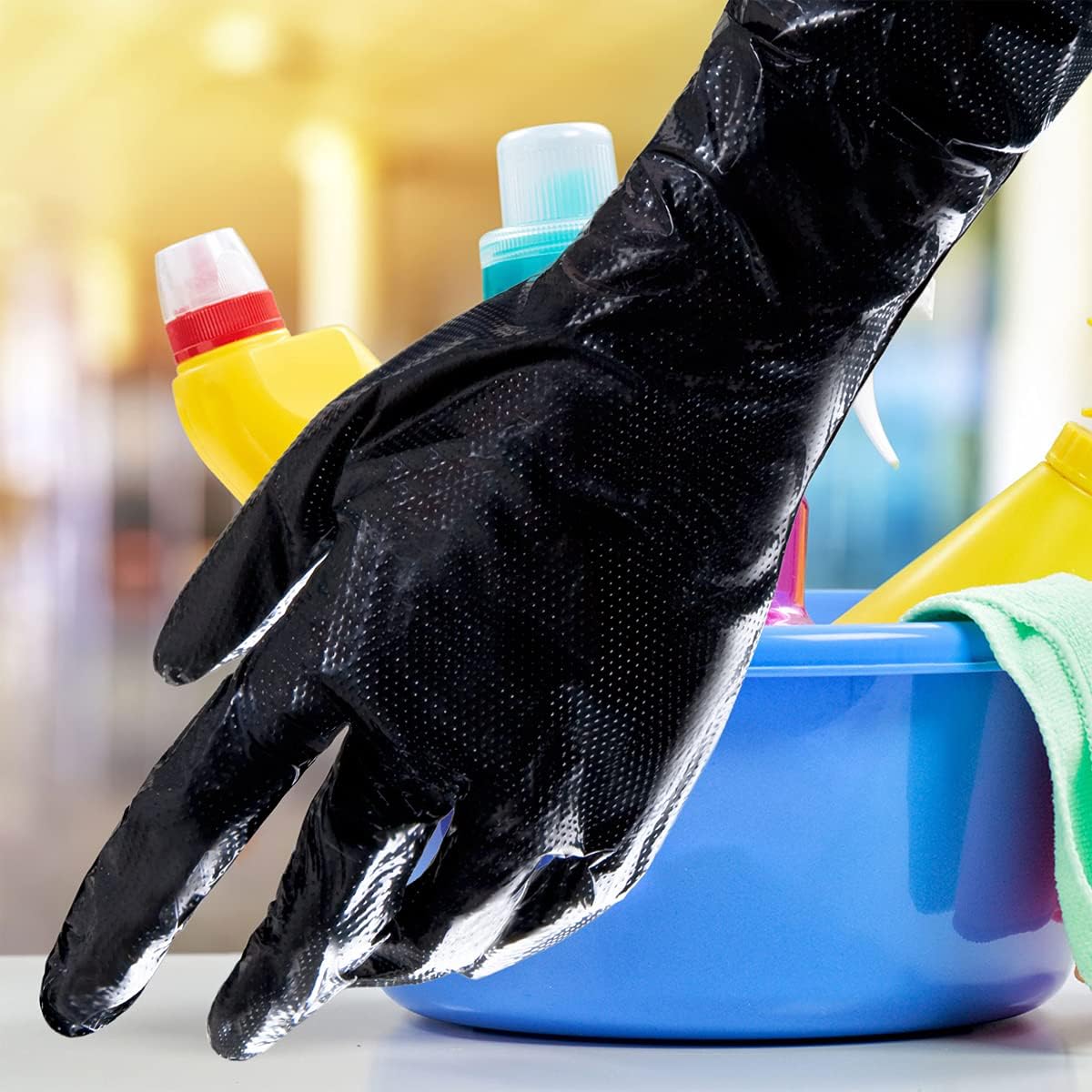 TRONEX 20" Elbow-Length Long Polyethylene (PE) Disposable Gloves, Long Plastic Gloves Food Safe
