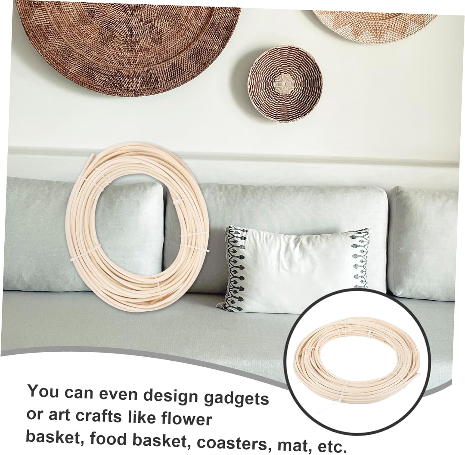 HOMSFOU 1roll Rattan Weaving Material for Furniture Repair Strong Flexible Rattan Chair Weaving Supplies for Craft Baskets Half-Kilogram