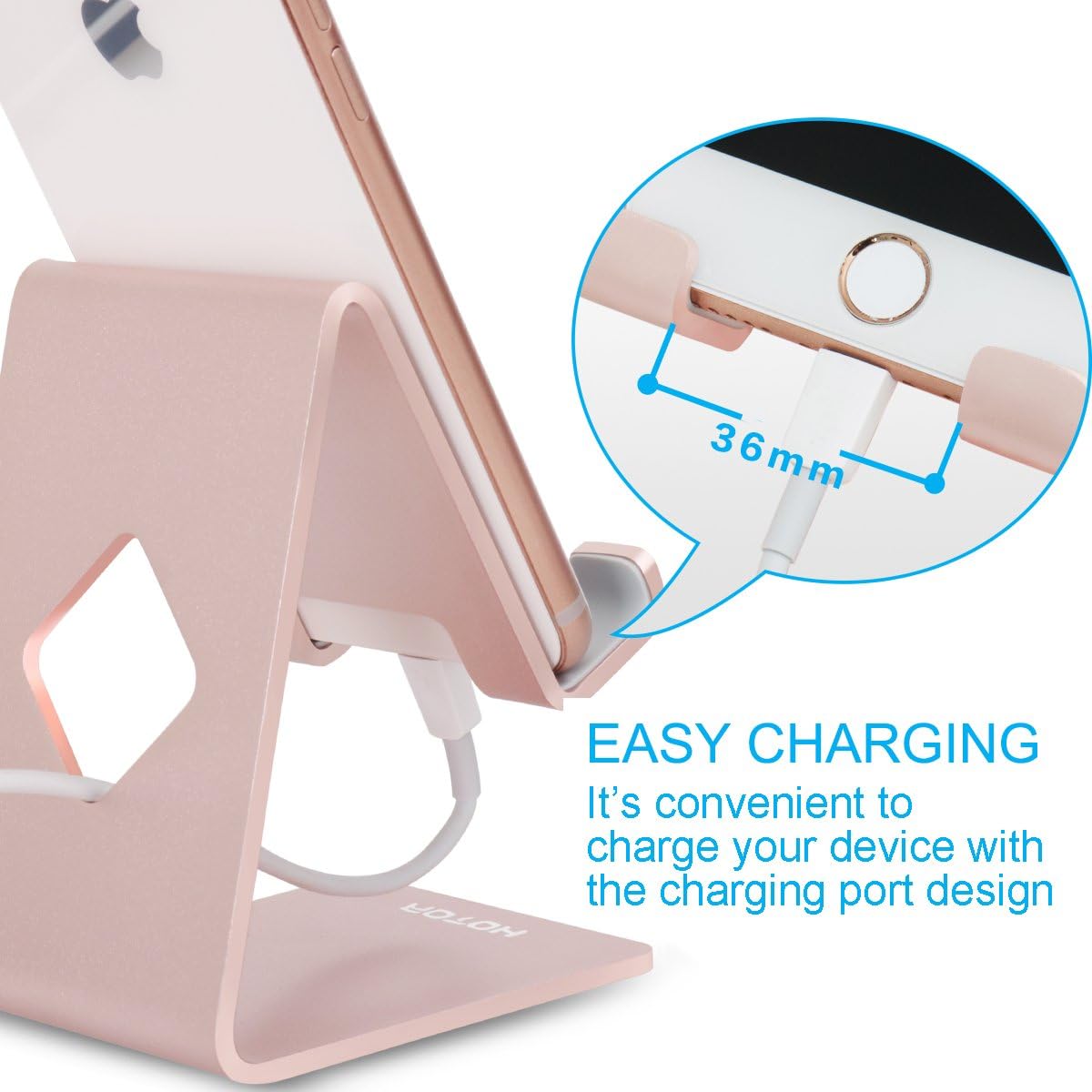 Stand for iPhone, Charging Cell Phone Stand For iPhone X 8 7 6 6s Plus & Tablet & Any Cell Phone - Rose Gold