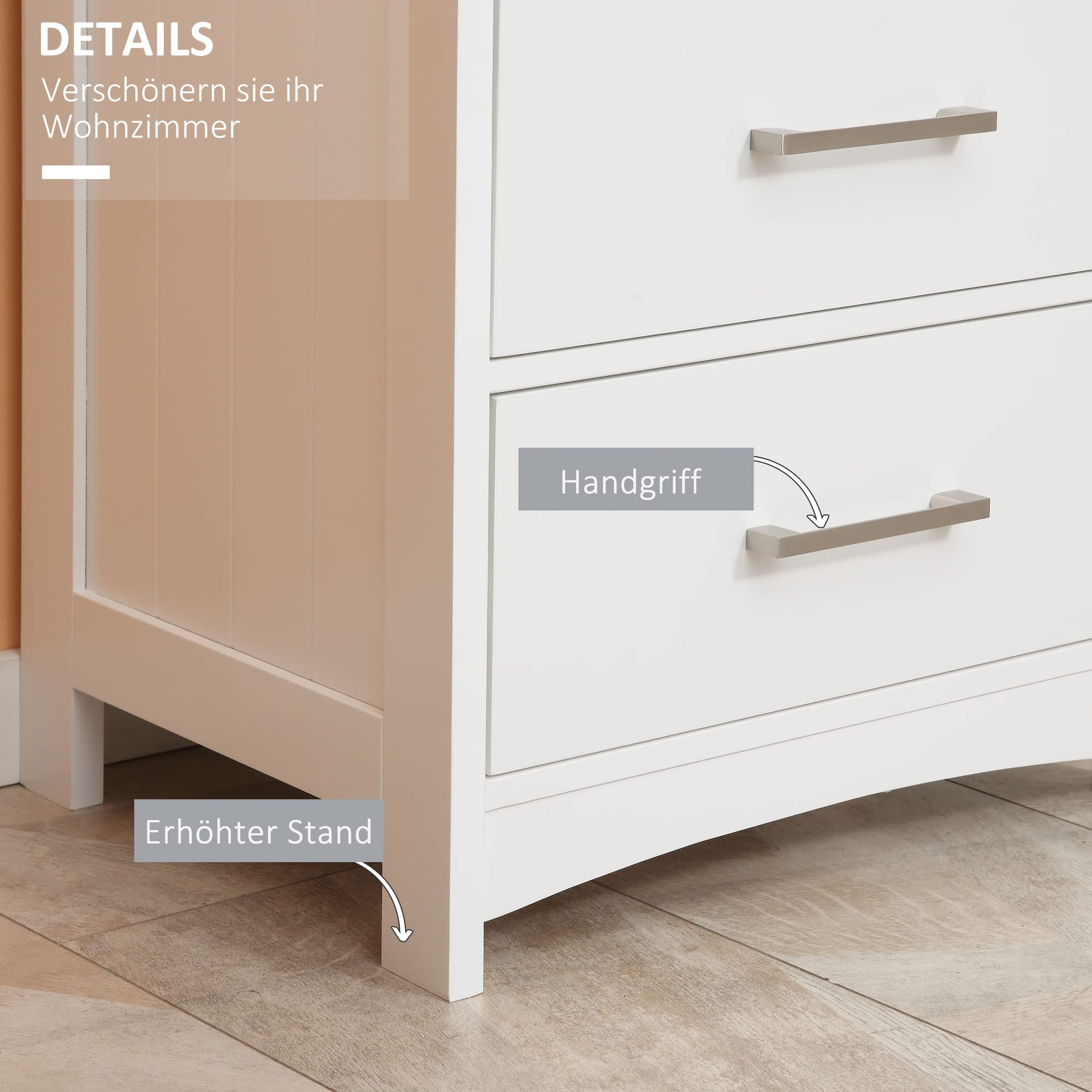 kleankin Badezimmerschrank Freistehender Badkommode Bademöbel Badschrank Schrank mit Schublade Weiß+Grau 40 x 33 x 80 cm