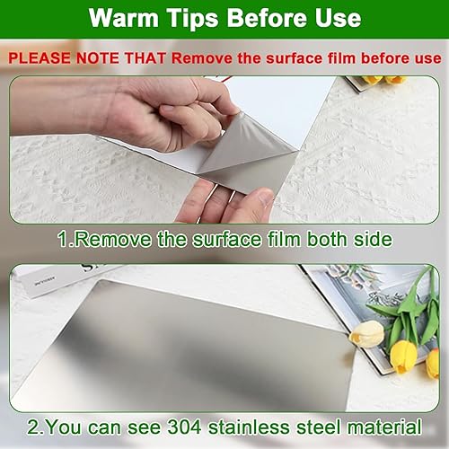 Miniatura 4 de FUYAHA Tabla de cortar de acero inoxidable para cocina, tablas de cortar grandes 304 con tapa y almohadilla antideslizante para encimera, adecuada