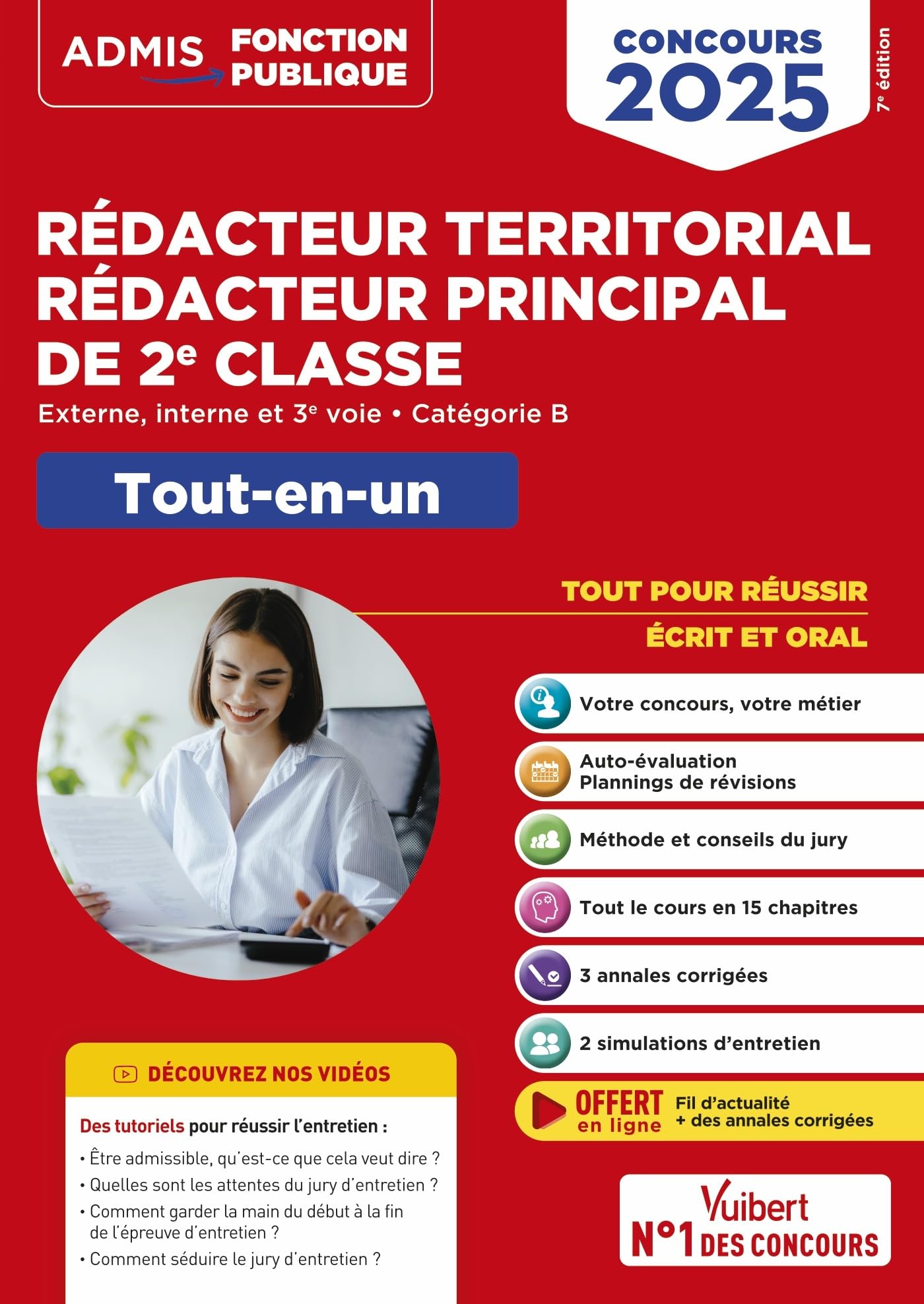 Concours Rédacteur territorial et Rédacteur principal de 2e classe - Catégorie B - Tout-en-un: Externe, interne, 3e voie - Concours 2025