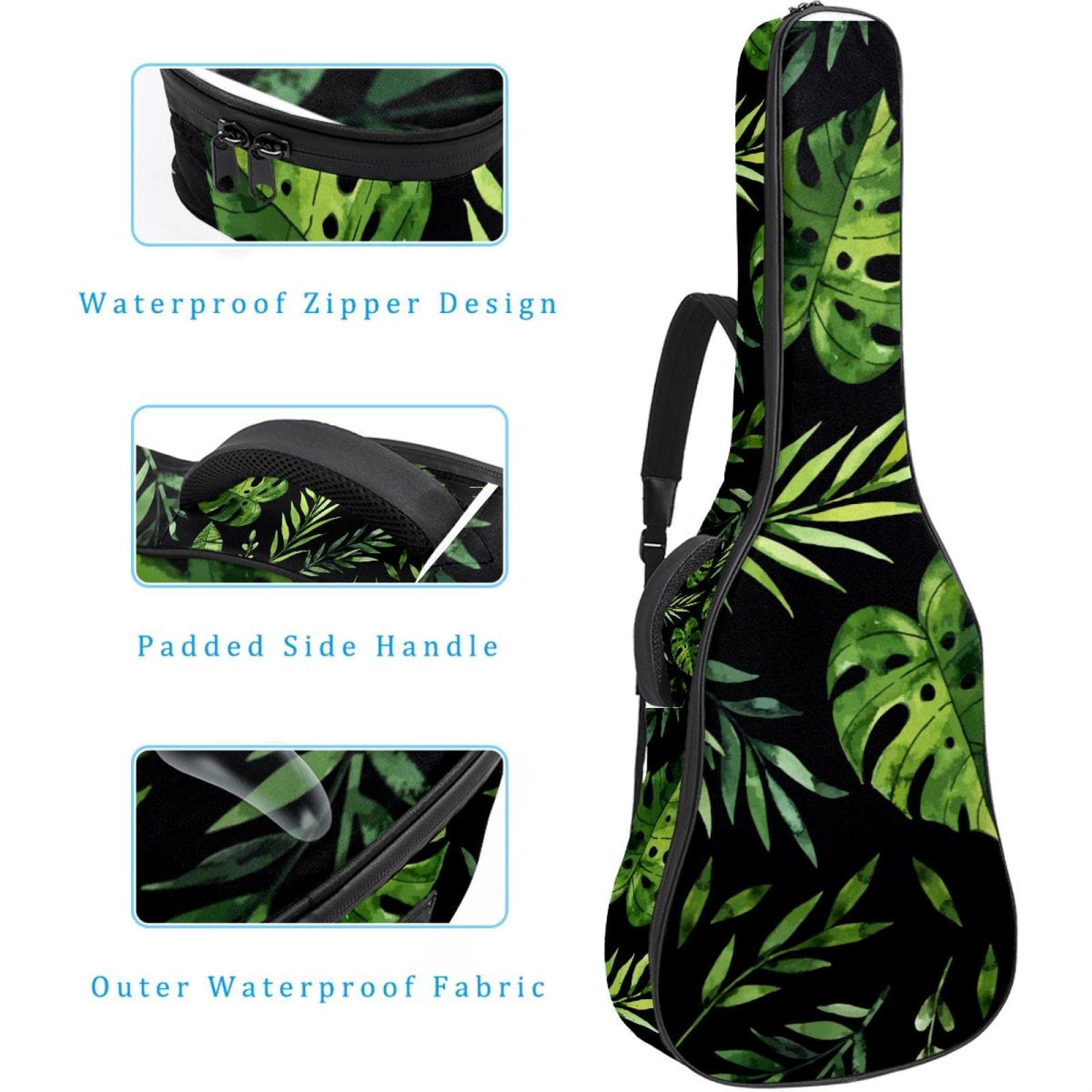Torba na gitarę akustyczną wodoodporna gitara plecak gruby miękki wyściełany płaski 'Happy Easter Bunny Egg' klasyczna gitara etui, Kolor3, 42.9x16.9x4.7 in, Organizer do torby