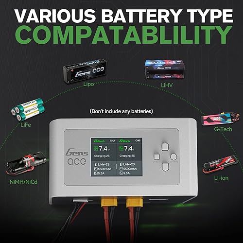 Miniatura 6 de Gens Ace Lipo Battery Charger IMARS D300 G-Tech Series Smart Dual Lipo Charger 16A AC 300W DC 700W Lipo ChargeWhite