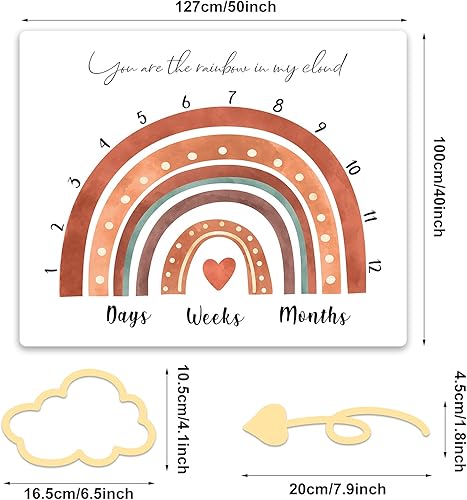 Miniatura 2 de Tegeme Manta de hito mensual de arco iris, arcoíris, recién nacido, unisex, para bebé, imagen mensual de crecimiento, fondo de fotografía,