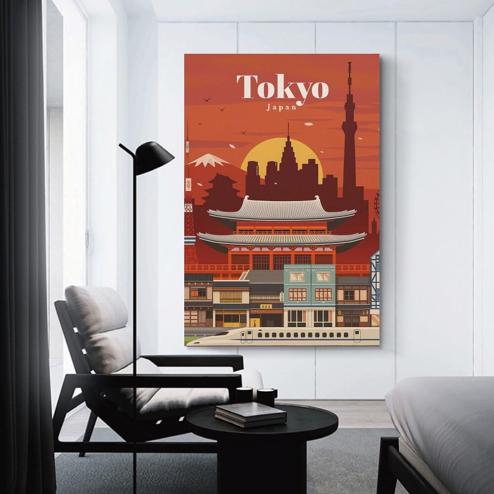 Junmoney Tokyo Japan Travel (2) Canvas Wall Decor, 24x36inch(60x90cm), for Lounge Decor, Bedroom Walls Or Flats, Eye Catching Artwork for Blank Walls