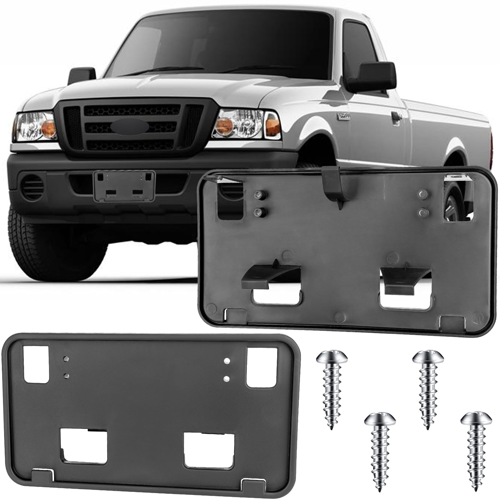 Jogscay License Plate Bracket Accessories for Ford Ranger 2008 2009 2010 2011, Front Bumper License Plate Holder Replacement Frame Black Mount