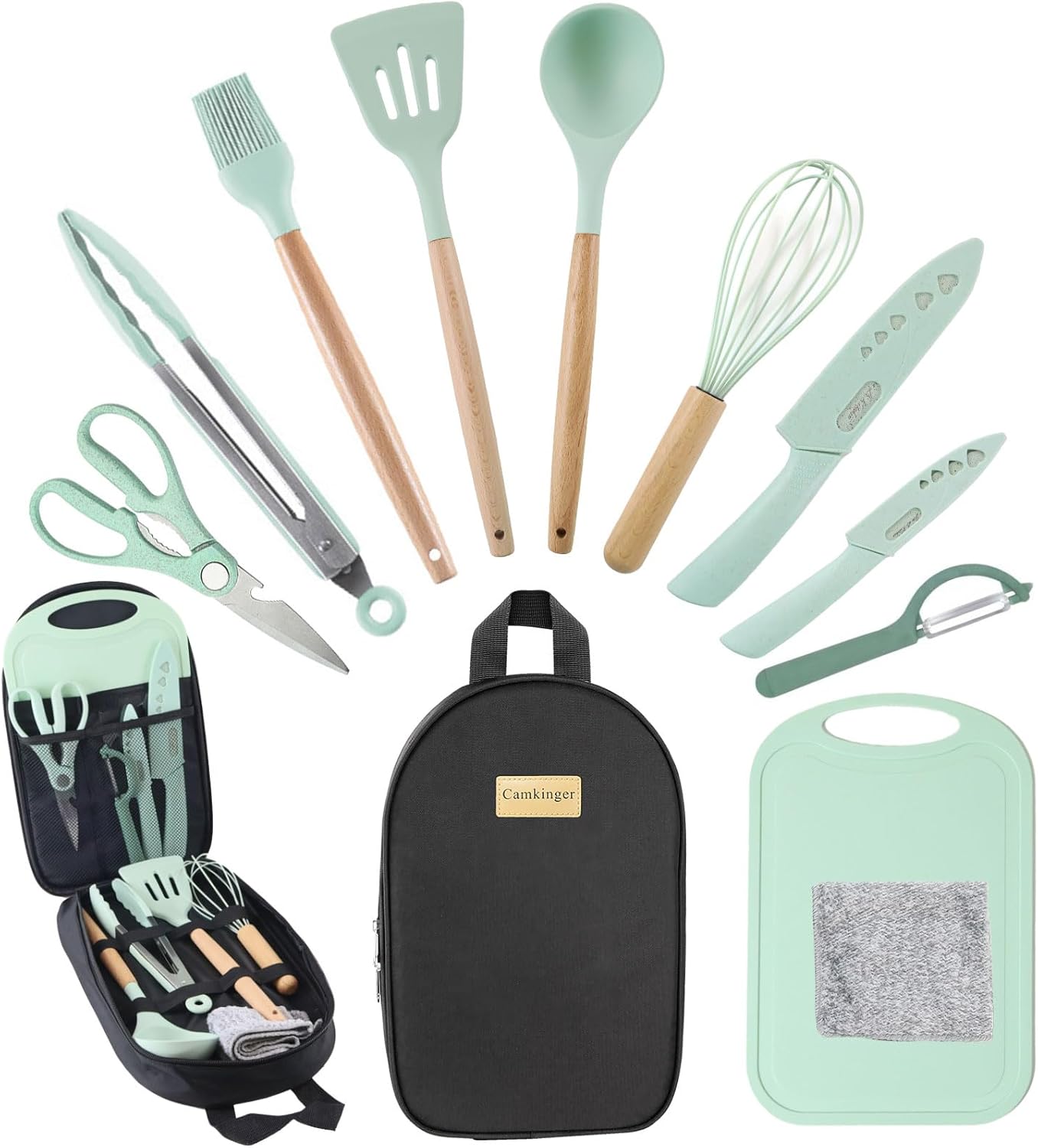 Camping Accessories Kitchen Cooking Utensils Set – Portable Outdoor Camp Cookware Set, Silicone Camper Essentials Gear Must Have Supplies for Travel RV BBQ Grill Picnic Hiking Camping Accessories Kitchen Cooking Utensils Set – Portable Outdoor Camp Cookware Set, Silicone Camper Essentials Gear Must Have Supplies for Travel RV BBQ Grill Picnic Hiking