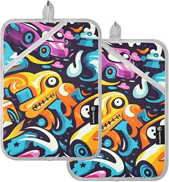 Potholders Ghost Racing Pattern Pot Holder Set Heat Resistant Pads 2-Pack