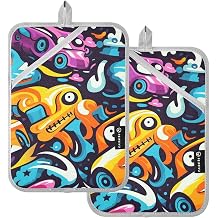 Potholders Ghost Racing Pattern Pot Holder Set Heat Resistant Pads 2-Pack
