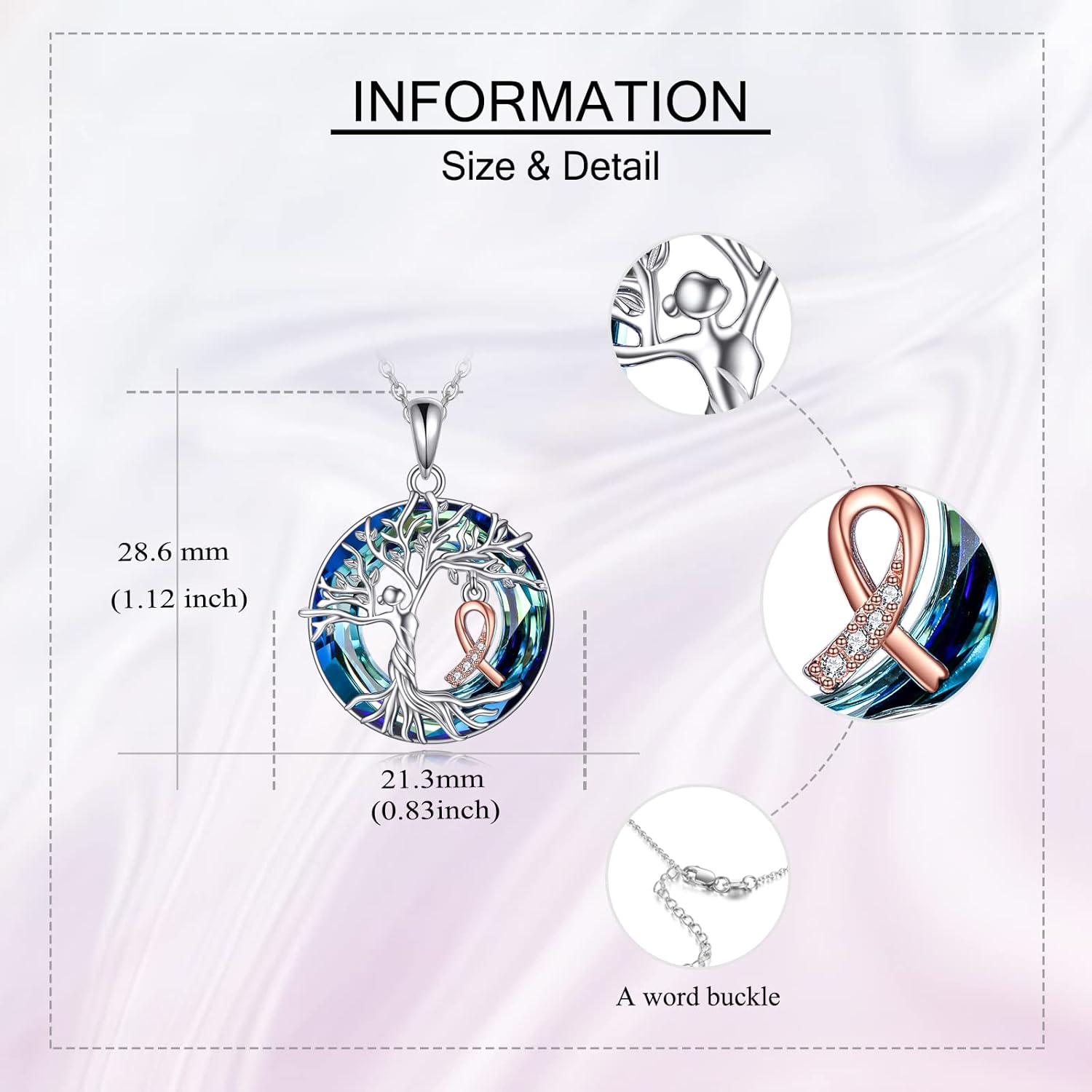 YAFEINI Tree of Life Goddness Necklace Sterling Silver Tree of Life Necklace Lady Justice/Witches Knot/Breast Cancer Survivor Jewelry Gifts for Women - Image 3