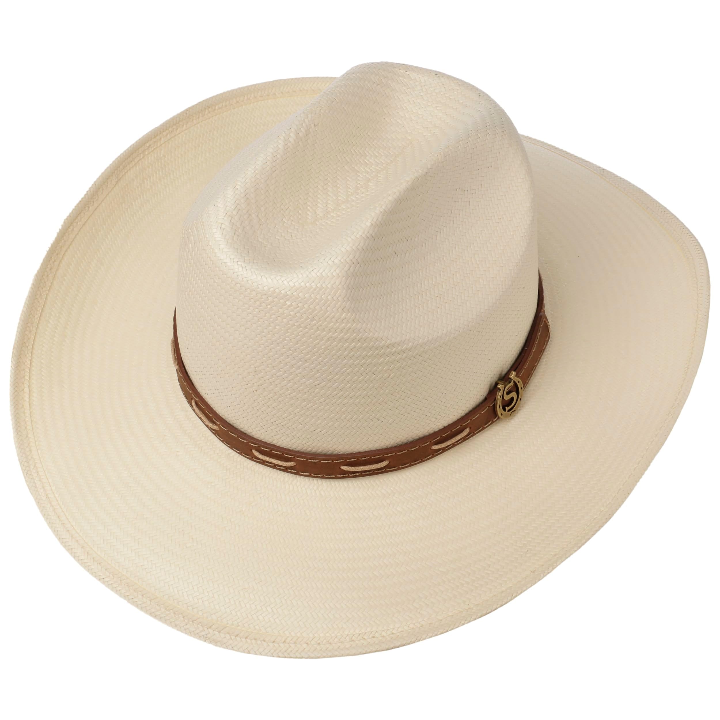 Stetson Edcouch Western Toyo Strohhut Naturfarbener Hut Cattleman-Krone Ledergarniturband Herren Frühjahr Sommer