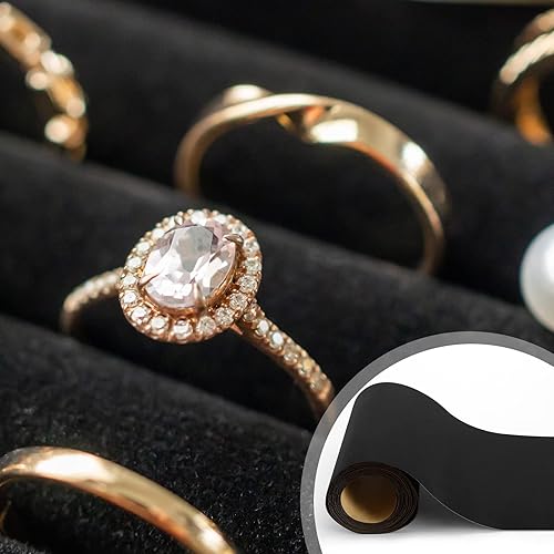 Miniatura 7 de Tela de terciopelo autoadhesiva de 15.7 x 196.8 pulgadas, revestimiento de tela para cajas de joyas, rollo de papel adhesivo para cajón, tela de