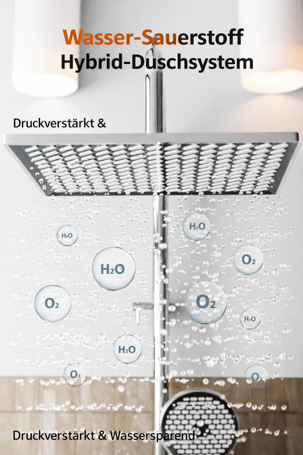 Cobbe Thermostatische Duscharmatur mit 12" eckiger Regendusche, 20" höhenverstellbarer Schienensatz, 6-Modus-Handbrause, 1,5m Schlauch, Dreifach-Wasserauslasssteuerung (Chrom)