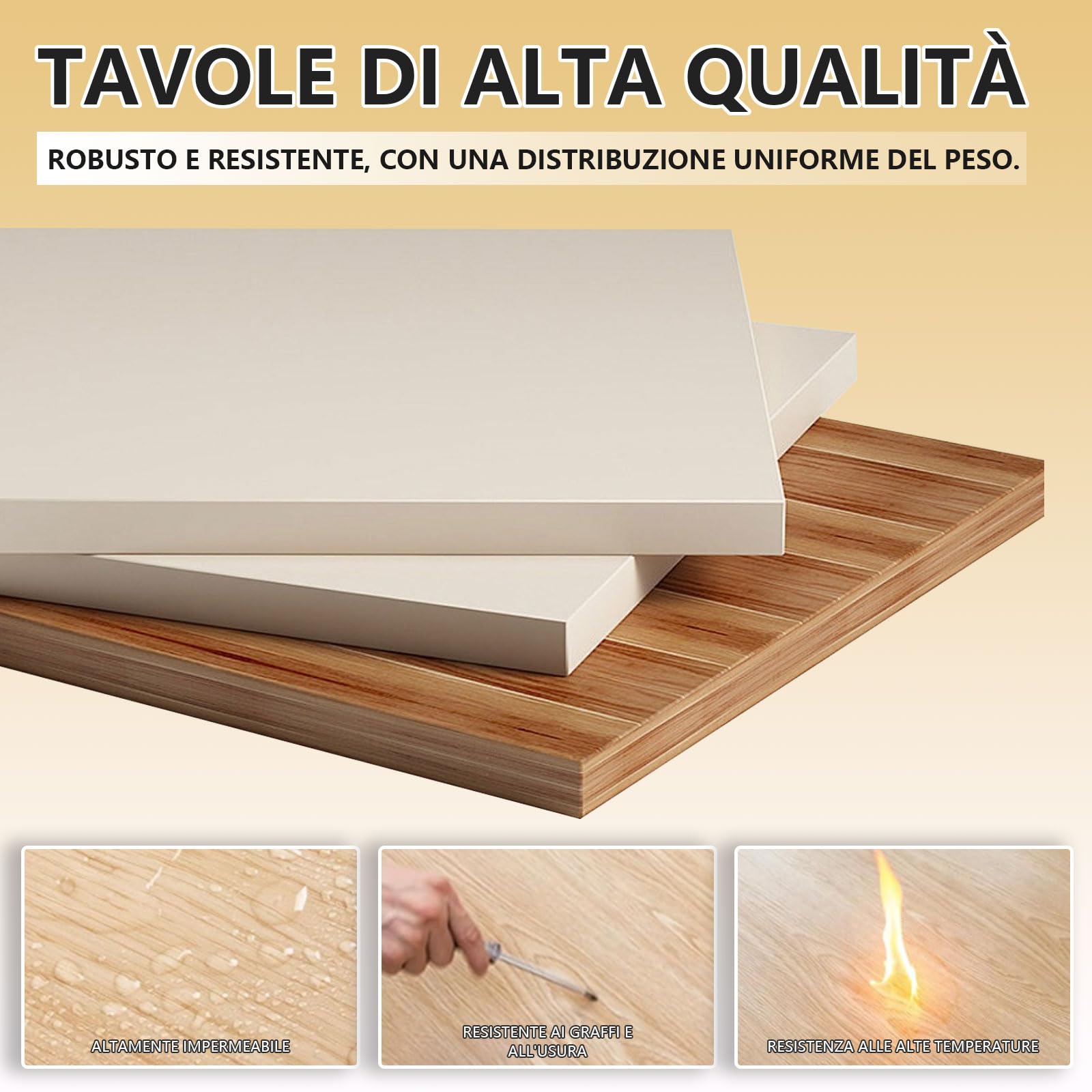 Tavolo da Riunioni per Ufficio Moderno con Passacavi Integrato, Grande Tavolo Conferenza per Sala Meeting, Struttura Stabile per Più Persone