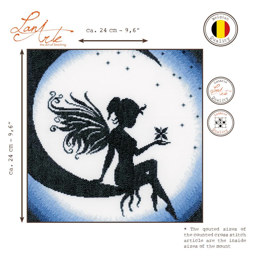 Lanarte Point De Croix Compté Tableau Kit Complet DIY Broderie Motif SARA MOON FLEUR LILAPatron Adulte Art Creatif Decoration Salon Activité Manuelle Cadeau Ca. 20 X 30 Cm Counted Cross Stitch