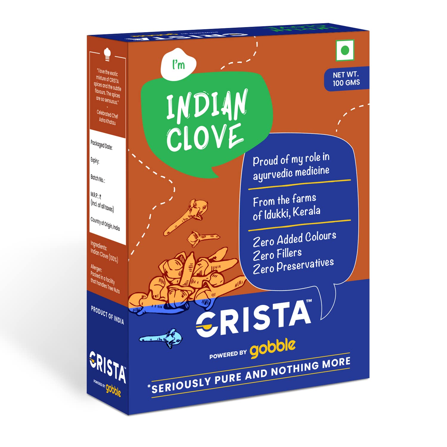 CRISTA Indian Clove | Dried Whole Laung | Zero added Colours, Fillers, Additives & Preservatives | Premium Grade, Natural & Pure | Reddish Brown | 100 gms (B09Z6R2LY1) Amazon Price History, Amazon Price Tracker